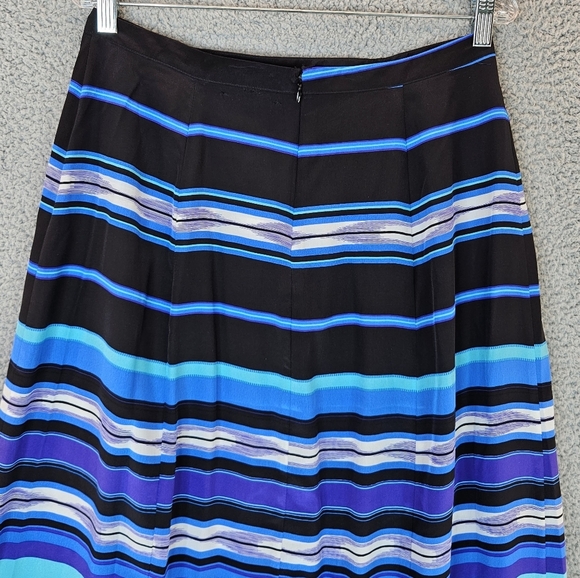 Yumi Kim Multi Color Vertical Striped Back Zip 100% Silk Maxi Skirt Sz L. - Picture 7 of 11